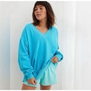 Aerie Blue V-Neck Oversized Sweater